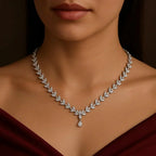 💎 Premium CZ Diamond Necklace & Earrings Set