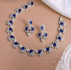 Ruby Blossom Rhodium-Plated Necklace & Earrings Set
